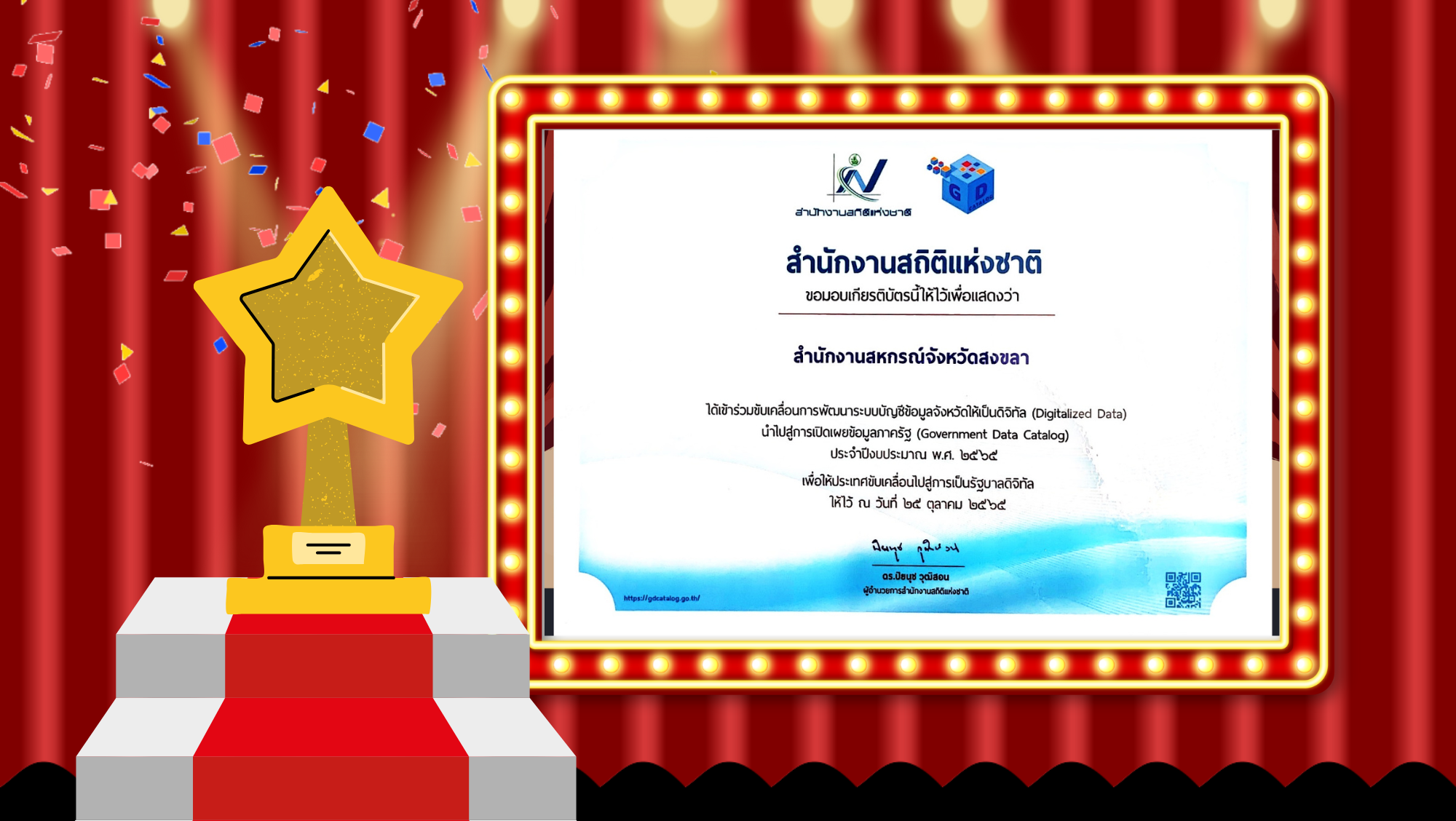 เข้าร่วมขับเคลื่อนการพัฒนาระบบบัญชีข้อมูลจังหวัดให้เป็นดิจิทัล (Digitalized Data) นำไปสู่การเปิดเผยข้อมูลภาครัฐ (Government Data Catalog) ประจำปีงบประมาณ พ.ศ. ๒๕๖๕